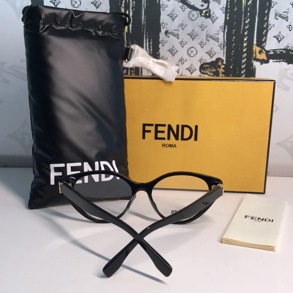 NEW Authentic Fendi FE50020I 001 Cat-Eye Eyeglasses – Shiny Black